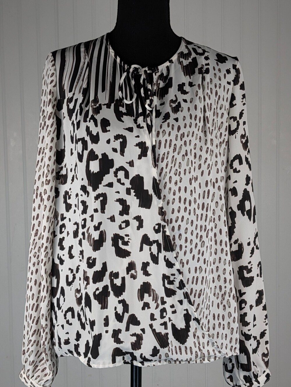 CAbi Women's XS Mixed Animal Print Long Sleeve Wrap Blouse